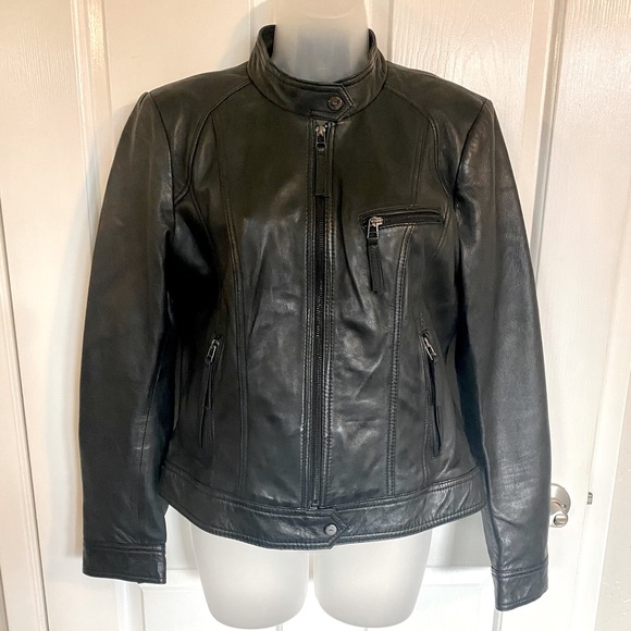NWOT Leather moto jacket - Picture 2 of 7